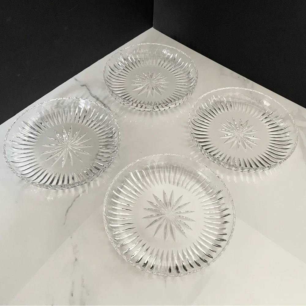 SET of 4 Crystal Party Plates - Kosta Boda